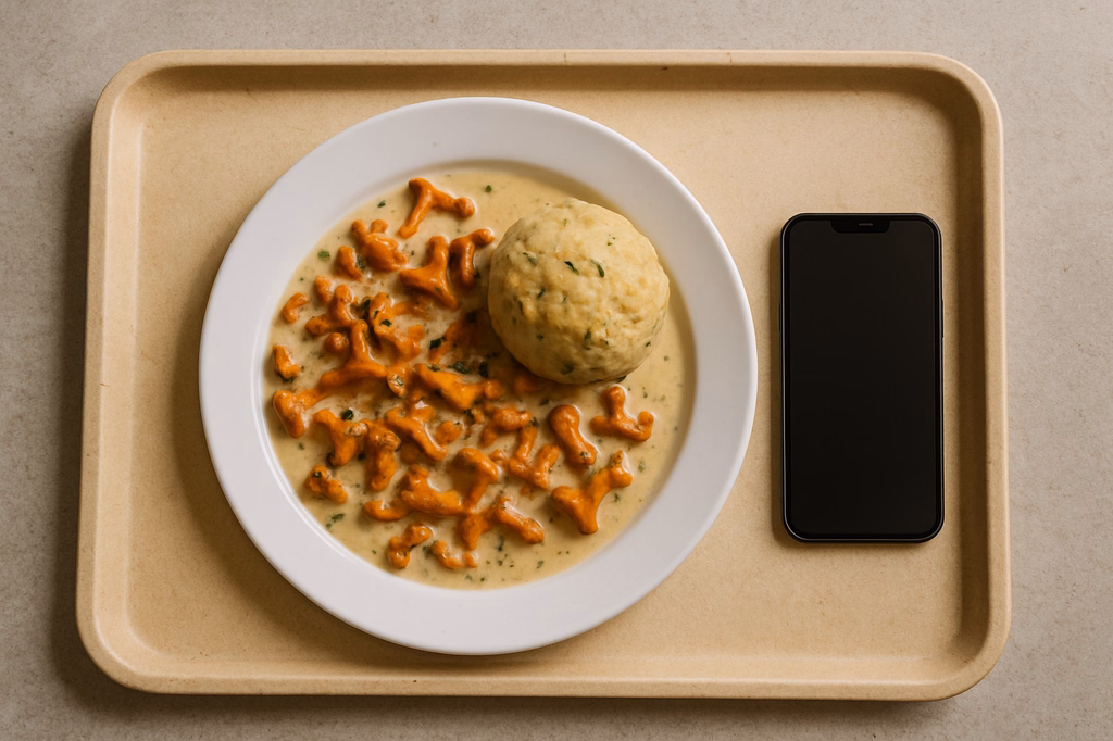 Frische Pfifferlinge in Kräuterahm mit Semmelknödel (AI Generated)