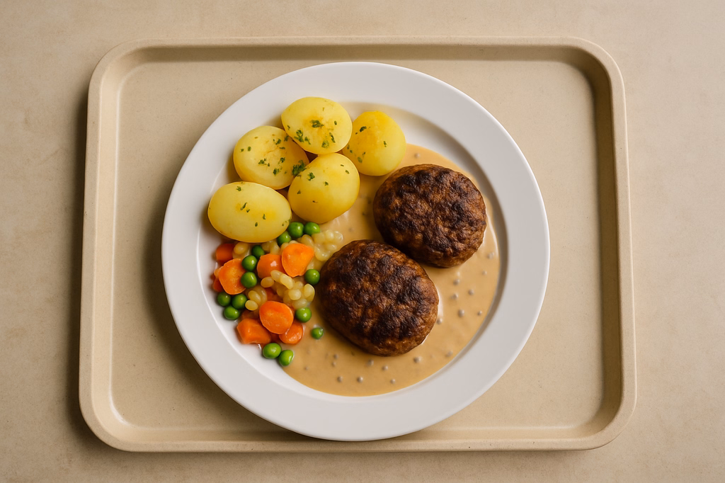 2 Bifteki mit Pfefferrahmsoße (AI Generated)