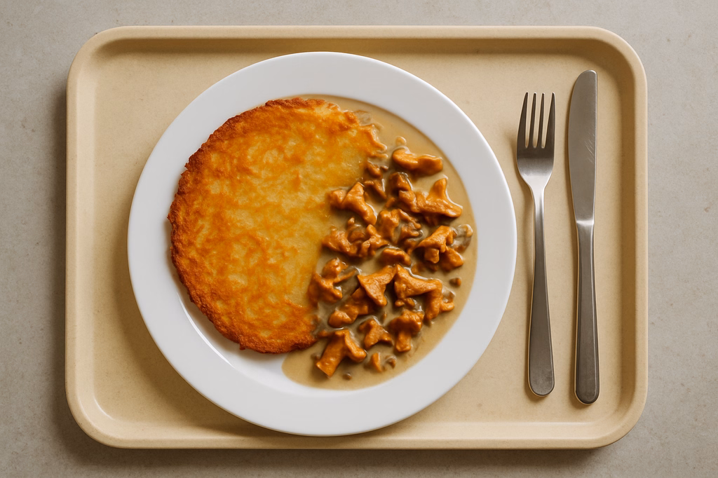 Riesenrösti mit Pfifferlingragout (AI Generated)