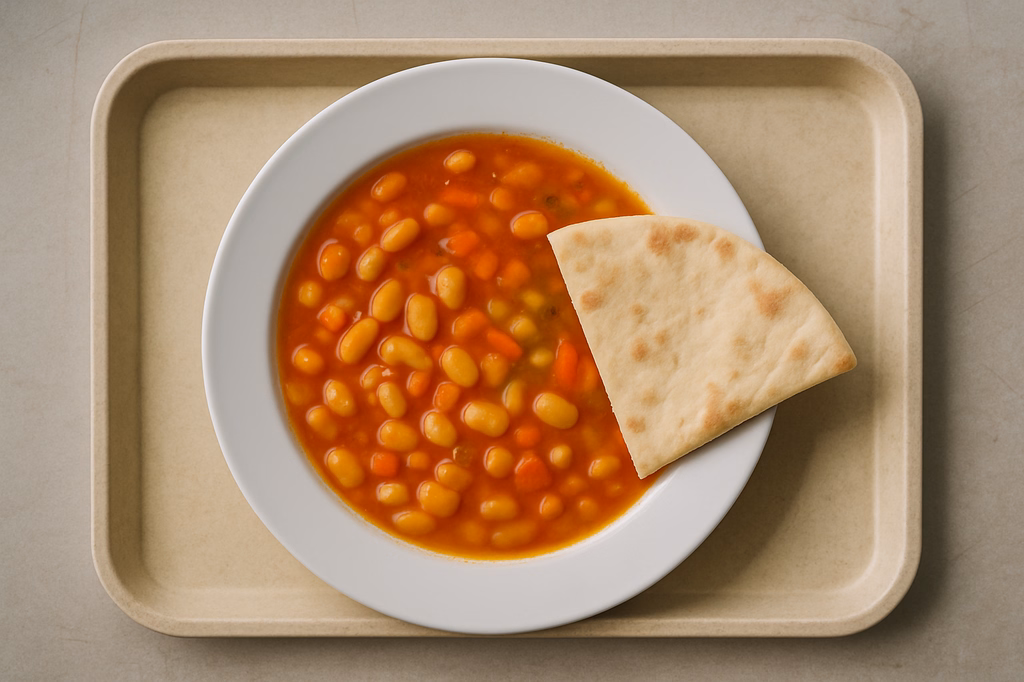 "Fasolada" Griechische Bohnensuppe mit Pitabrot (AI Generated)