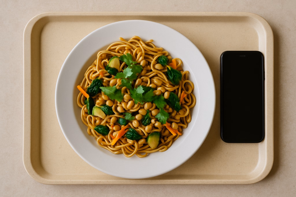 Mienudeln "Asia Style" mit frischen Gemüse, Koriander & Erdnüssen (AI Generated)