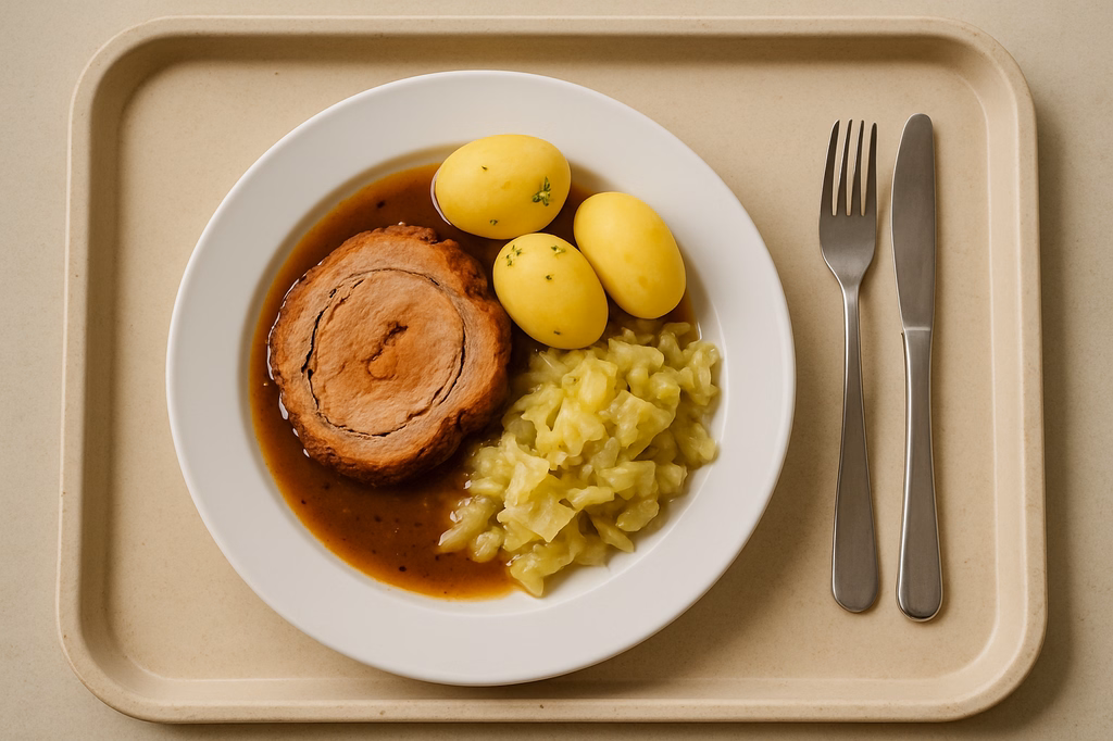 Ofenfrischer Spießbraten an Kümmeljus (AI Generated)