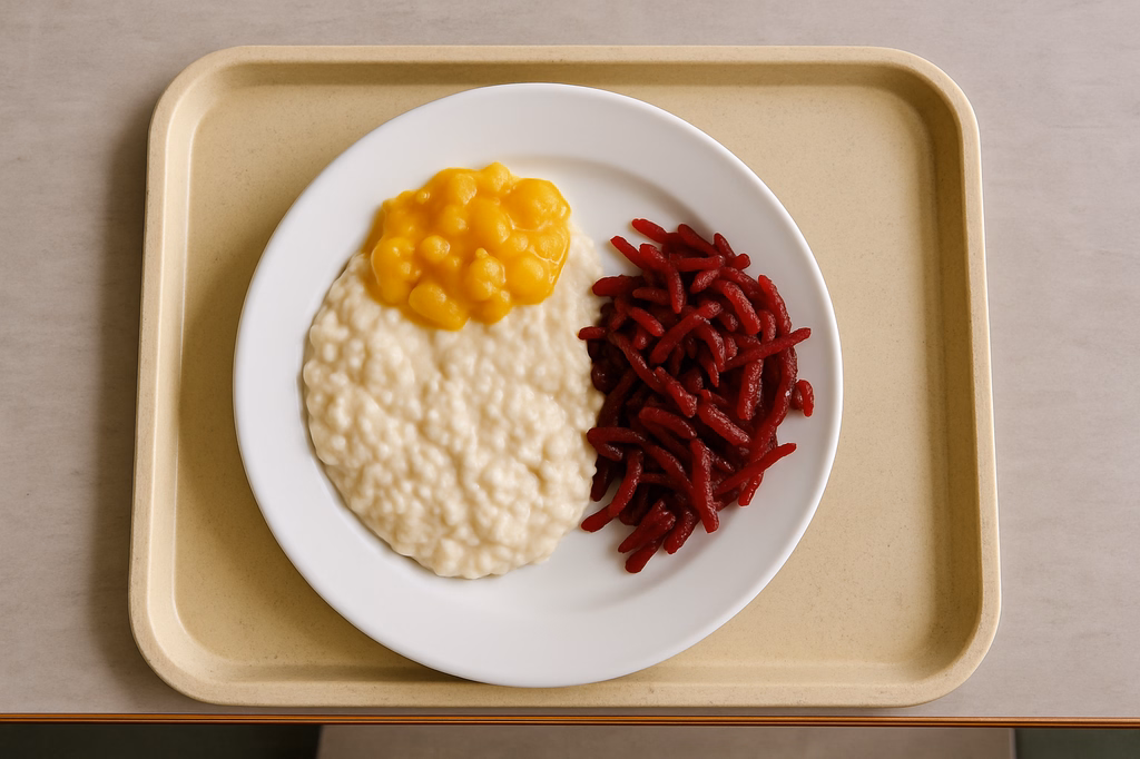 mensaVital: Veganer Kokos - Milchreis mit Mangoraout dazu einen Rote Bete Salat (AI Generated)