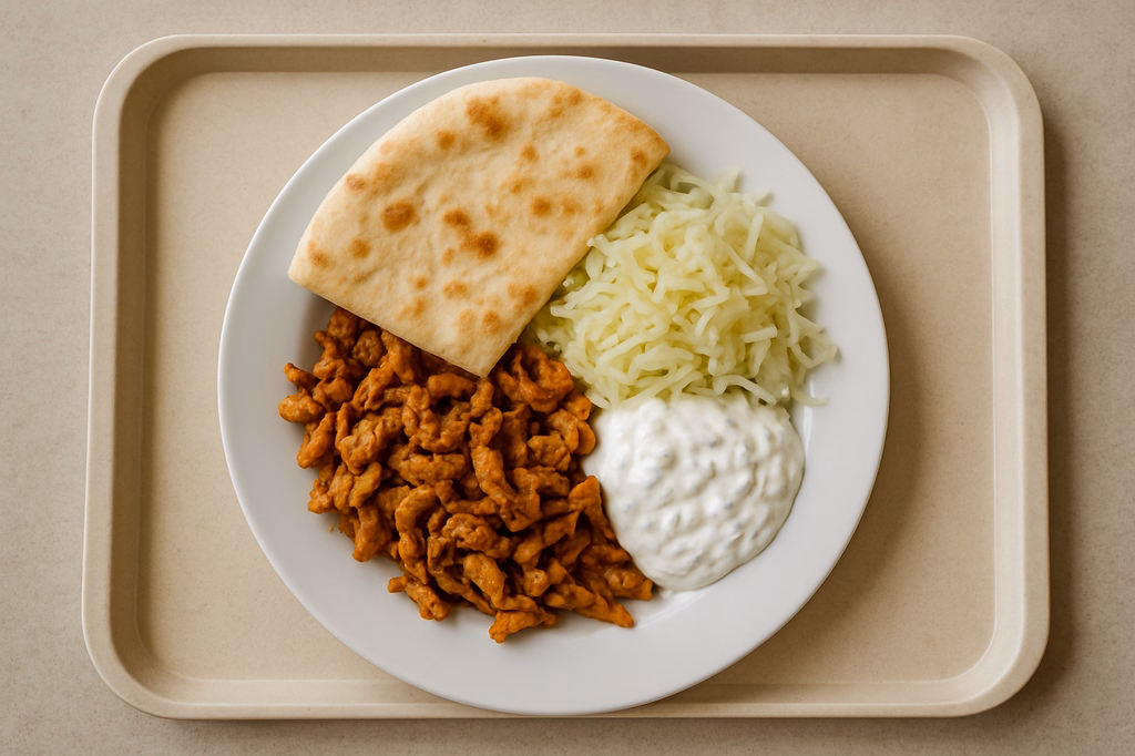 Hähnchengyros mit Fladenbrot, hausgemachtem Tsatsiki Weißkrautsalat (AI Generated)