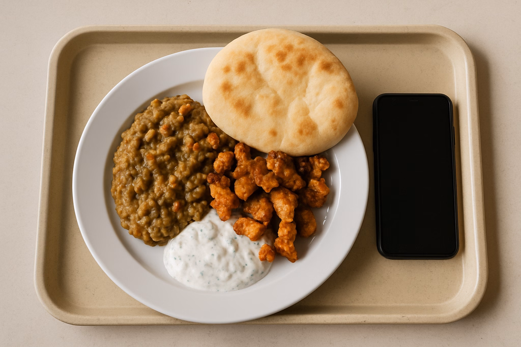 Hähnchen Kebab "Baba Ganoush" mit Fladenbrot orientalischer Minz Joghurt Dip (AI Generated)
