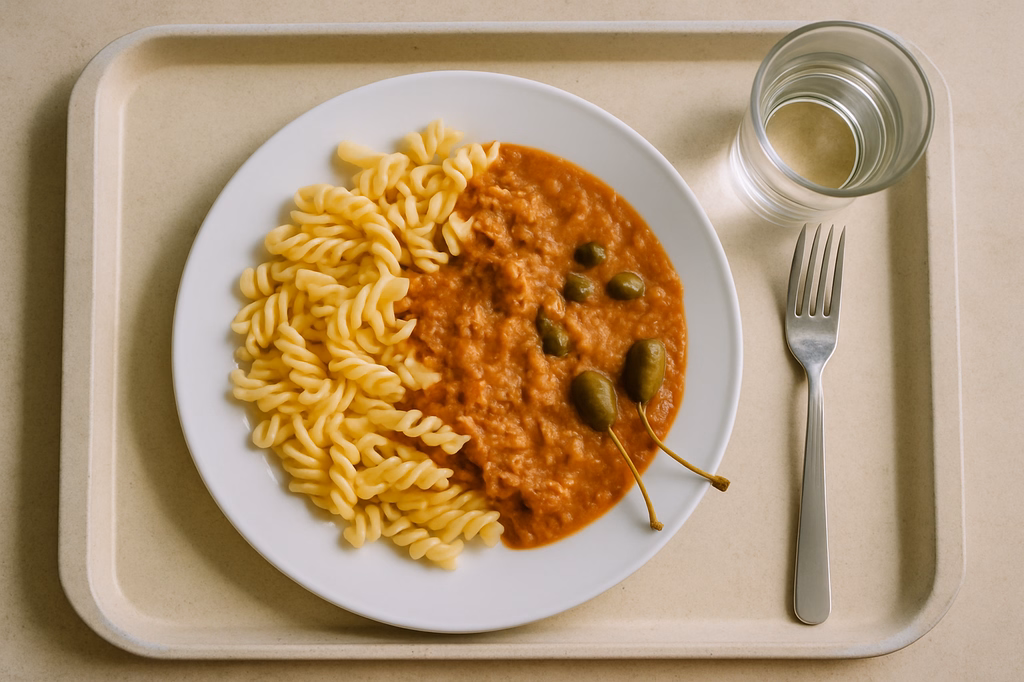 Pasta mit Thunfischsoße mit Kapernfrüchte (AI Generated)