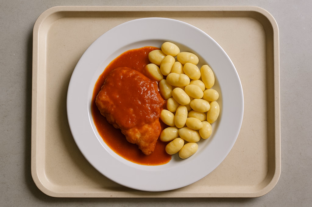 Hähnchenpicatta mit Tomatensoße und Gnocchi (AI Generated)
