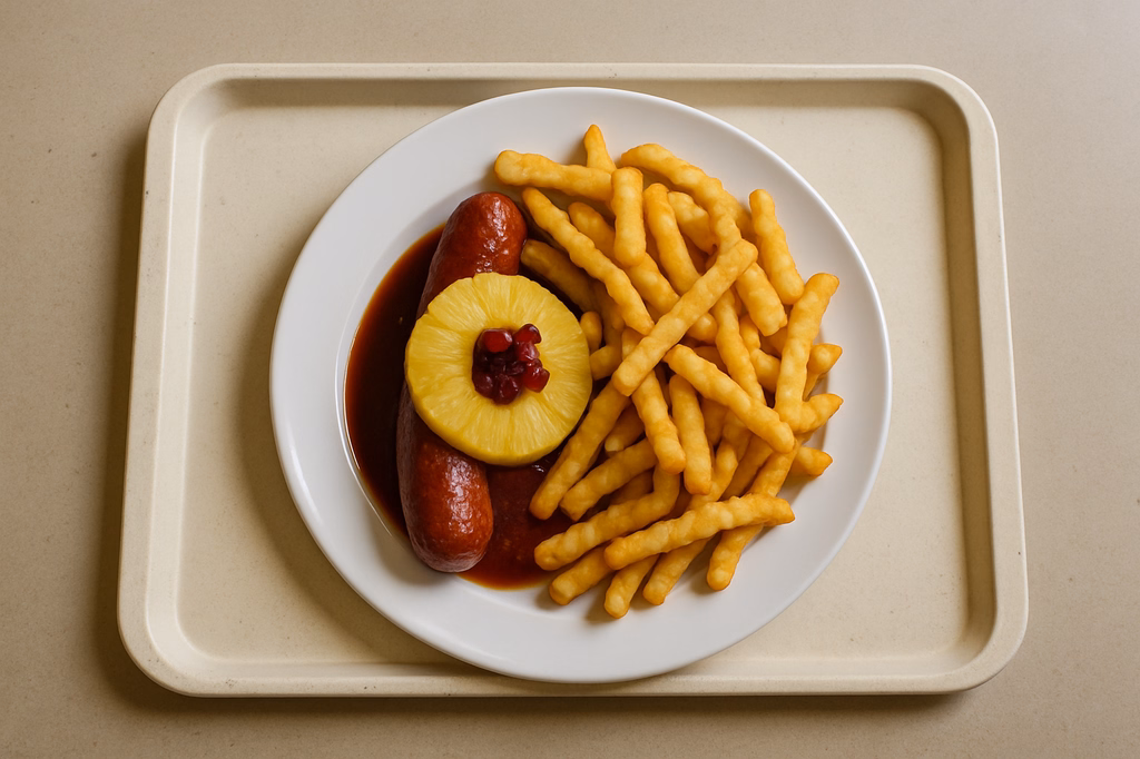 Beef Griller "american B.B.Q." mit Pineapple & Cranberries Super Crunch Pommes frites (AI Generated)
