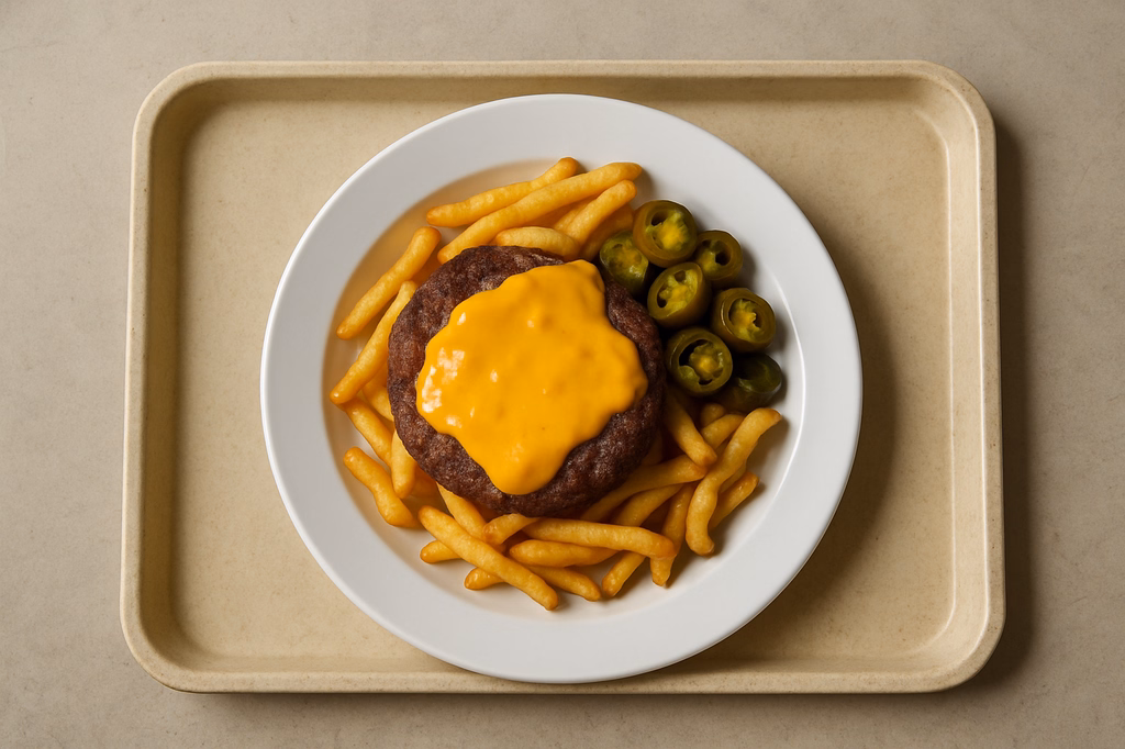 Mexiko - Burger mit Salsa, Jalapenos und Cheddar Cheese Soße (AI Generated)