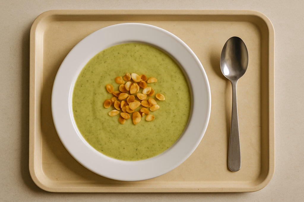 Brokkolicremesuppe mit gerösteten Mandeln (AI Generated)