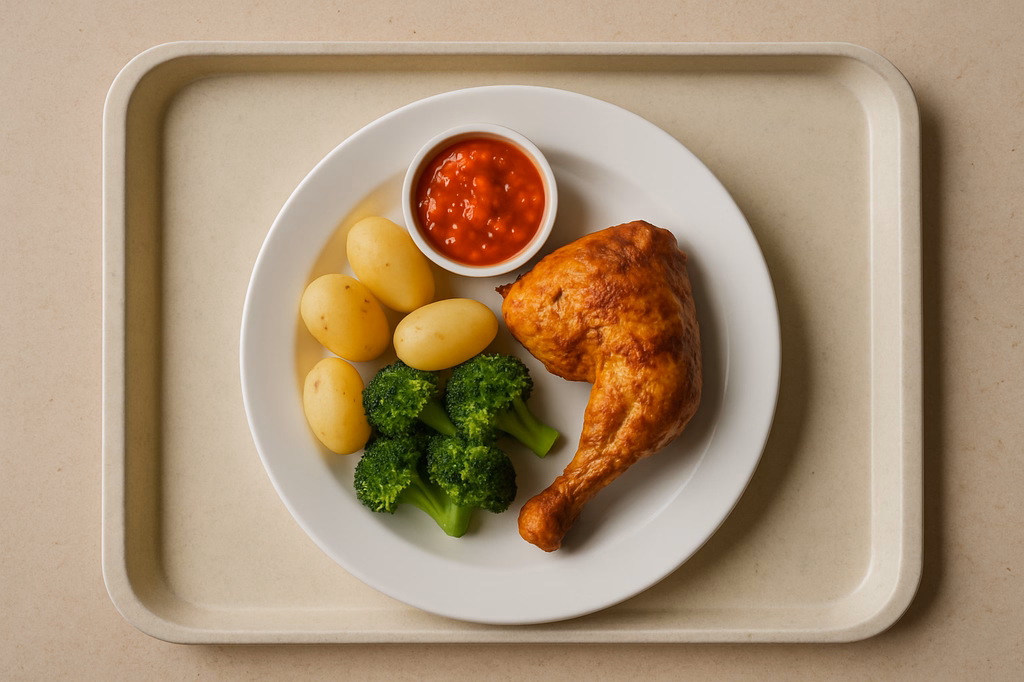 Ofenfrische Maishähnchenkeule Salsadip (AI Generated)