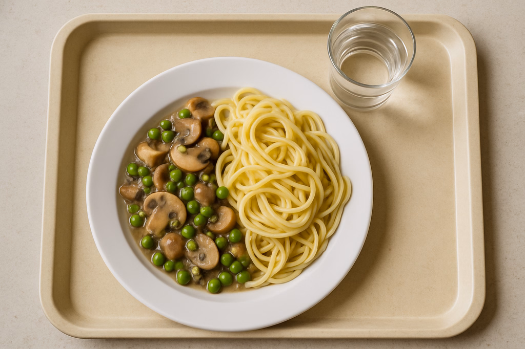 mensaVital: Limettenspaghetti mit Erbsen - Pilz - Ragout (AI Generated)