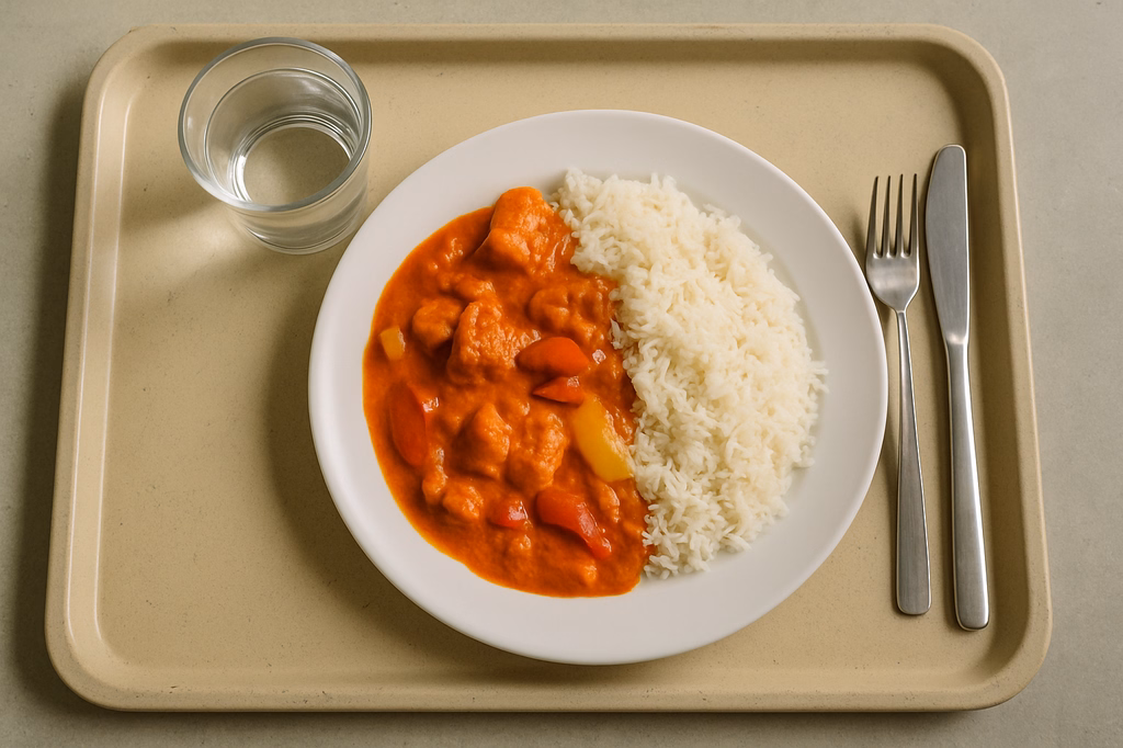 mensaVital: Chicken Tandoori Masala mit Paprikagemüse und Basmatireis (AI Generated)