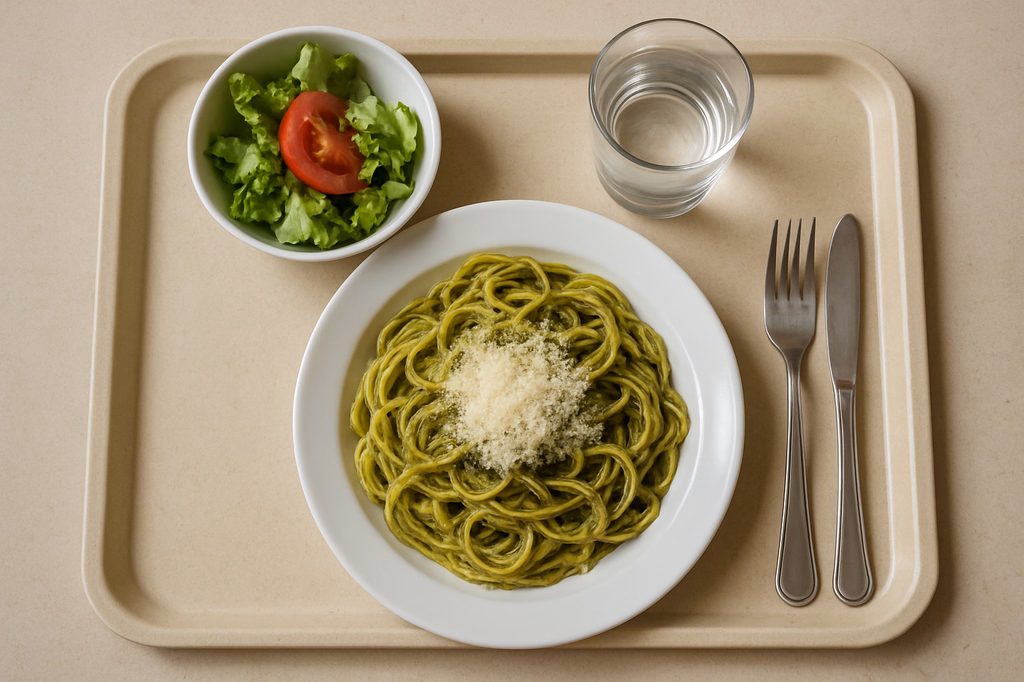 Spaghetti "Pesto alla genovese" mit geriebenem Gran Moravia (AI Generated)