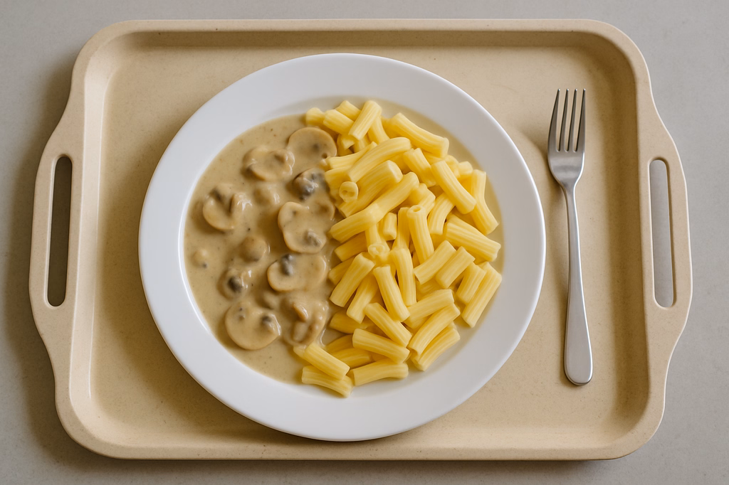Cremige vegane Champignonsoße mit Pasta (AI Generated)