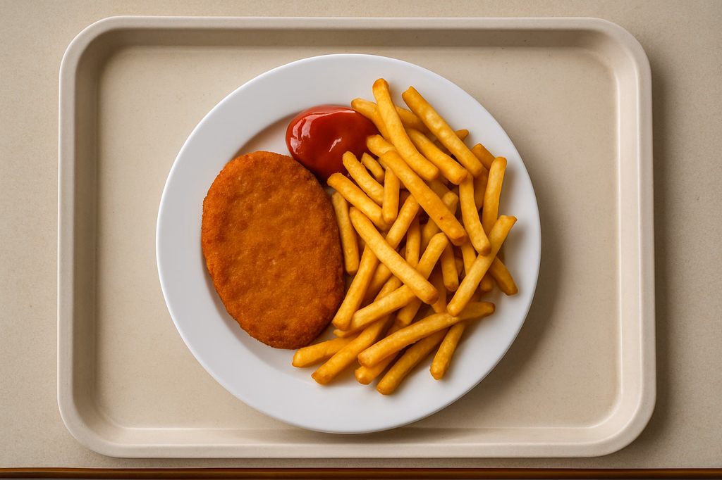 Vegetarisches Schnitzel mit Super Crunch Pommes frites (AI Generated)