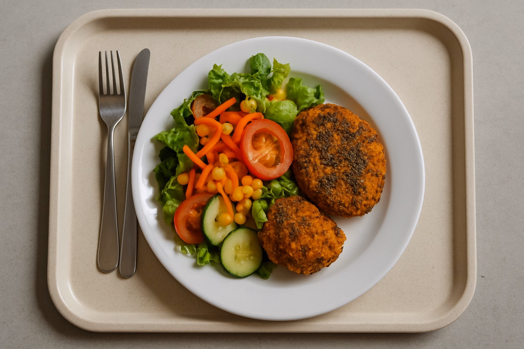 Bunter sommerlicher Salatteller mit Kürbis Chiasamenröstling (AI Generated)
