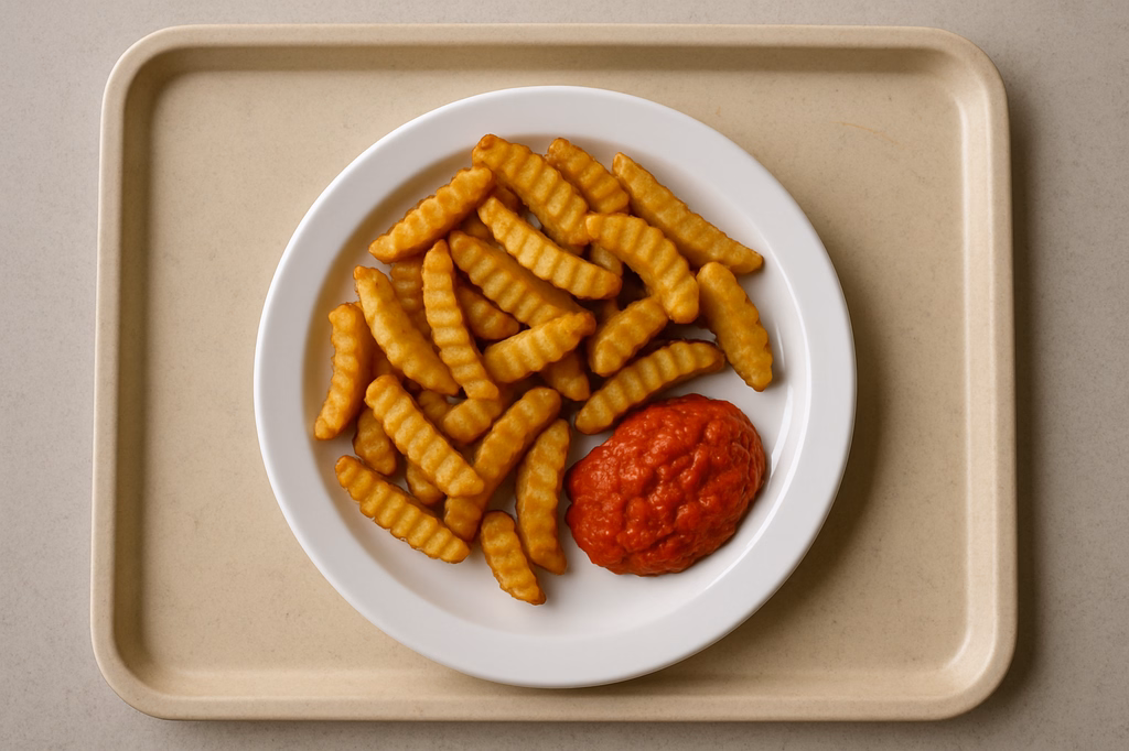 Crincle Wedges mit hausgemachtem veganen Ajvar Dip (AI Generated)