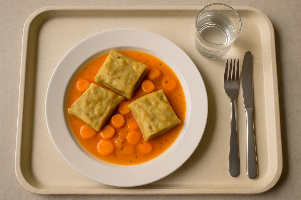 Gemüsemaultaschen in Karotten Ingwersoße (AI Generated)