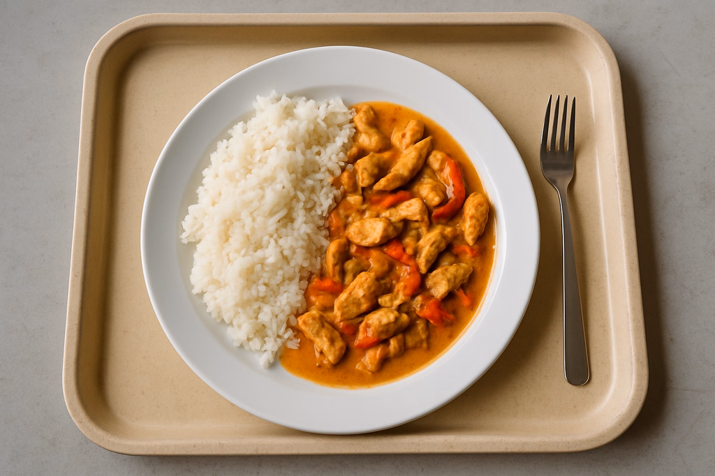 mensaVital: Putengeschnetzeltes "Thailändische Art" mit Duftreis (AI Generated)