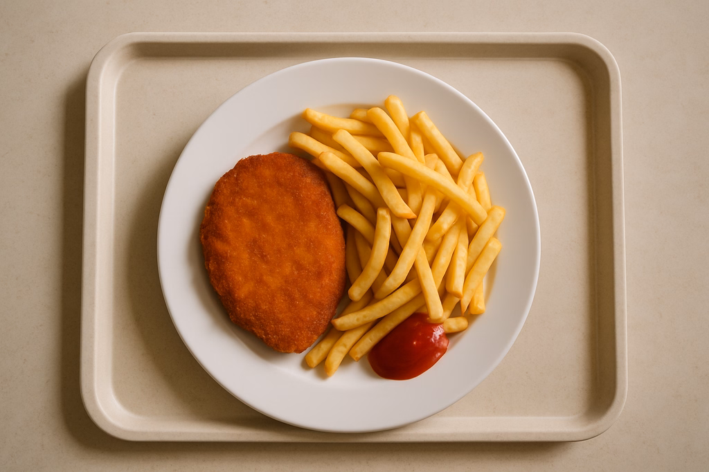 Hähnchenschnitzel im Knuspermantel mit Pommes frites (AI Generated)