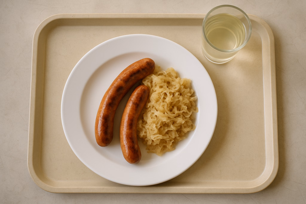 Ein Paar Bratwürste mit Sauerkraut (AI Generated)