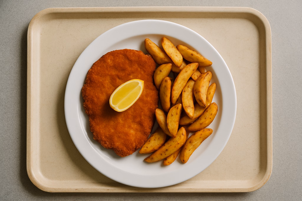 Schnitzel "Wiener Art" vom Schwein mit Country Wedges (AI Generated)