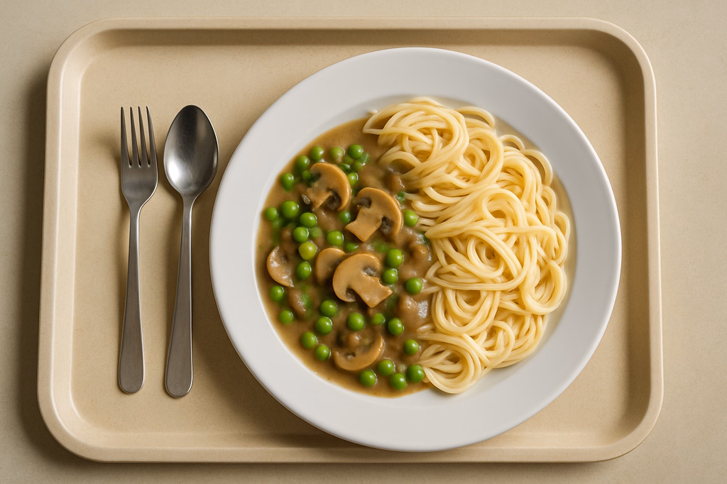 mensaVital: Spaghetti mit Erbsen - Pilz - Ragout (AI Generated)