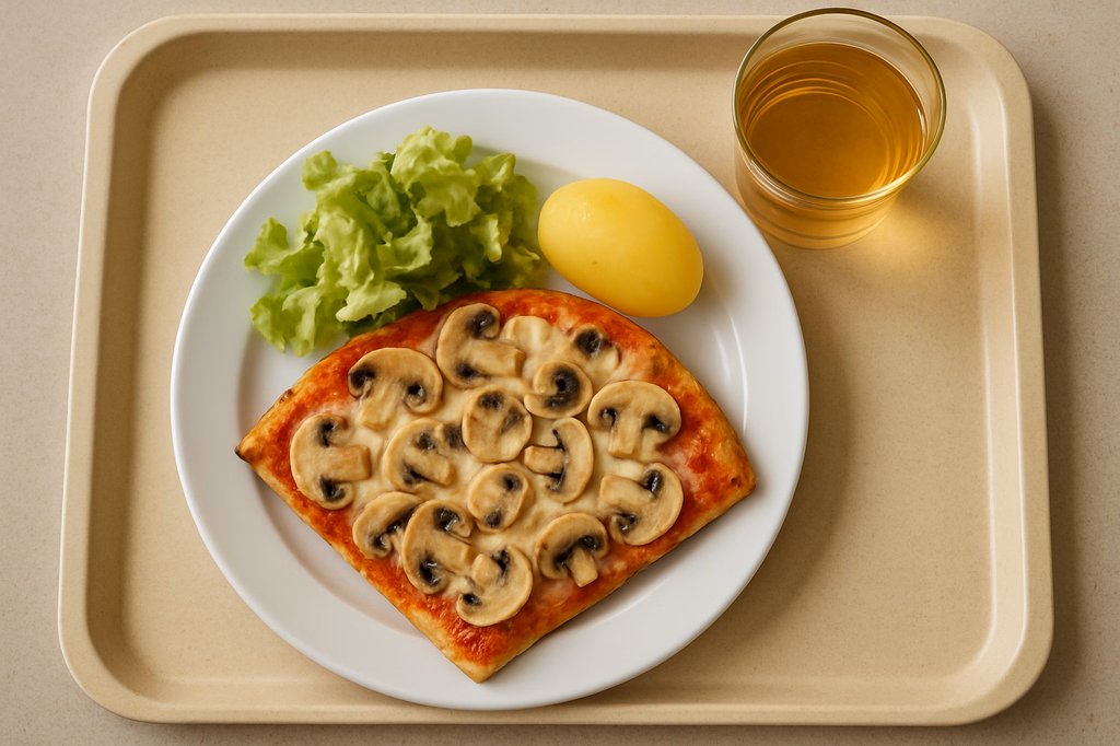 Pizza "Funghi" mit frischen Champigons und Mozzarella überbacken (AI Generated)