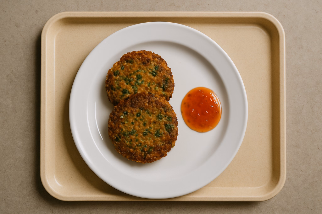 2 Quinoa - Erbsenfrikadellen mit Sweet - Chili - Dip (AI Generated)