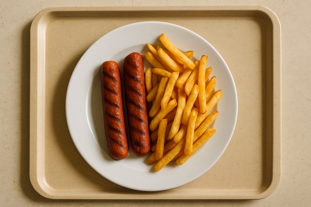 Vegane "B.B.Q. Griller" mit Super Crunch Pommes frites (AI Generated)