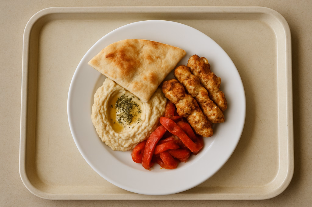 "Hatayli Mezze" Vorspeisenteller Hähnchen Kebab,Fladenbrot Paprika (AI Generated)