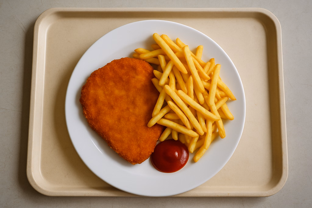 Paniertes Putenschnitzel mit Super Crunch Pommes frites (AI Generated)