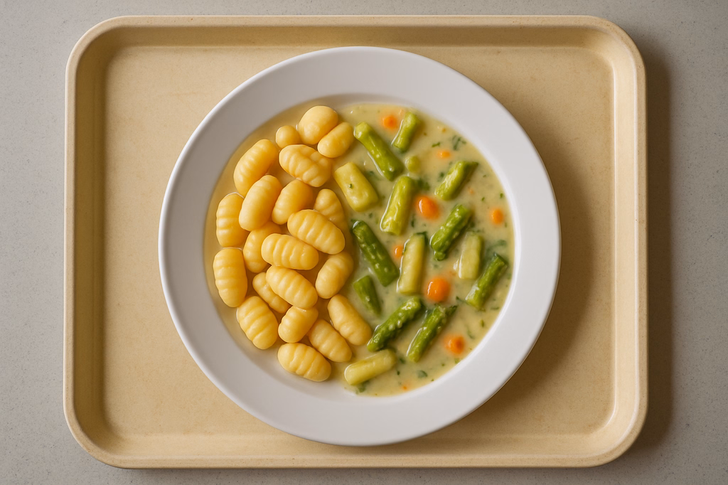 Gnocchi aus der Pfanne Spargelgemüsesoße (AI Generated)