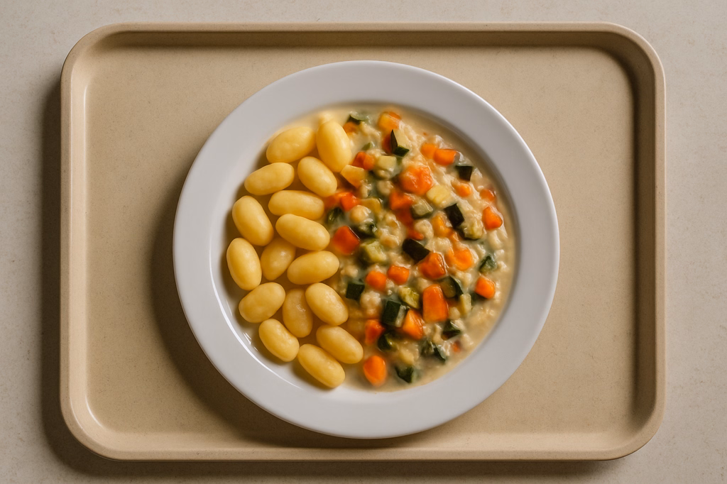 Kartoffelgnocchi mit Gemüseragout in Rahm (AI Generated)