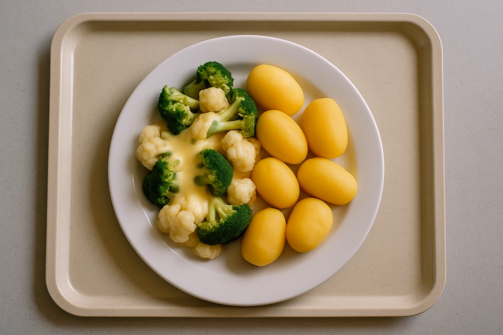 Brokkoli & Blumenkohlgemüse mit Sauce Hollandaise und Salzkartoffeln (AI Generated)