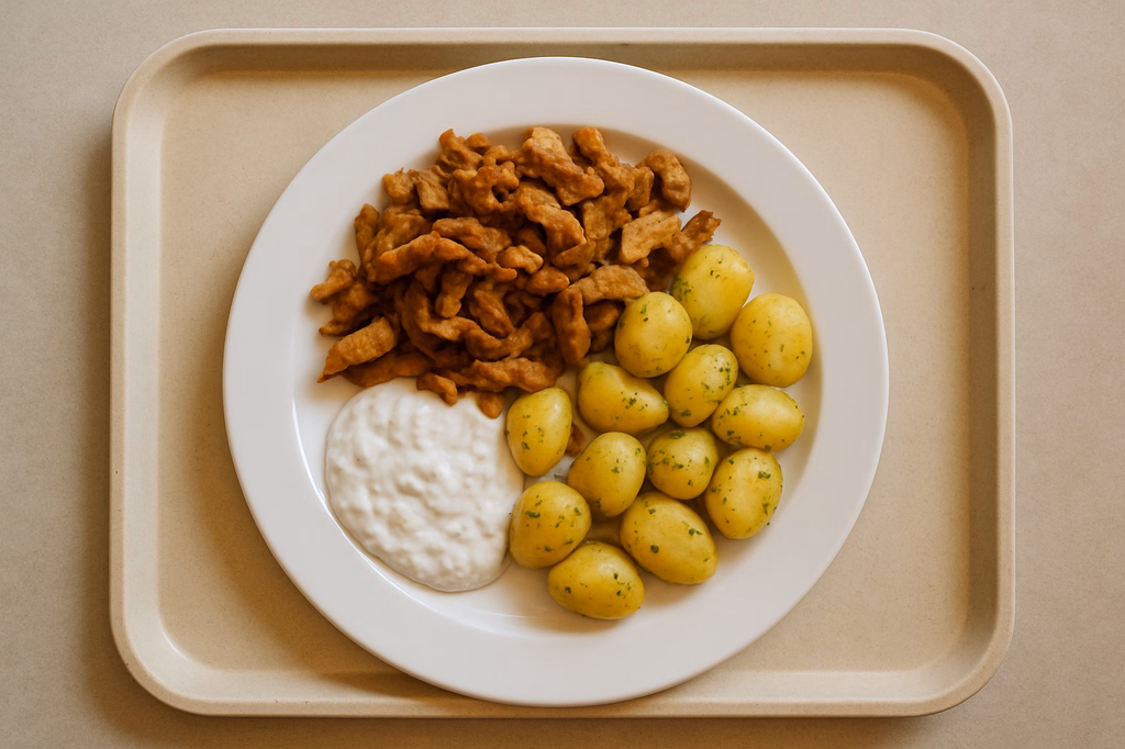 Gyros vom Schwein mit hausgemachtem Tsatsiki und Knoblauchkartoffeln (AI Generated)