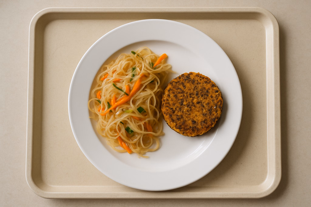 Glasnudelsalat mit Kürbis - Chiasamenbratling (AI Generated)