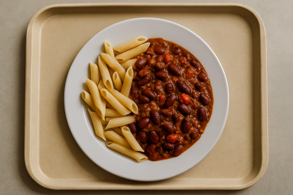 mensaVital: Chili sin Carne mit Pennenudeln (AI Generated)