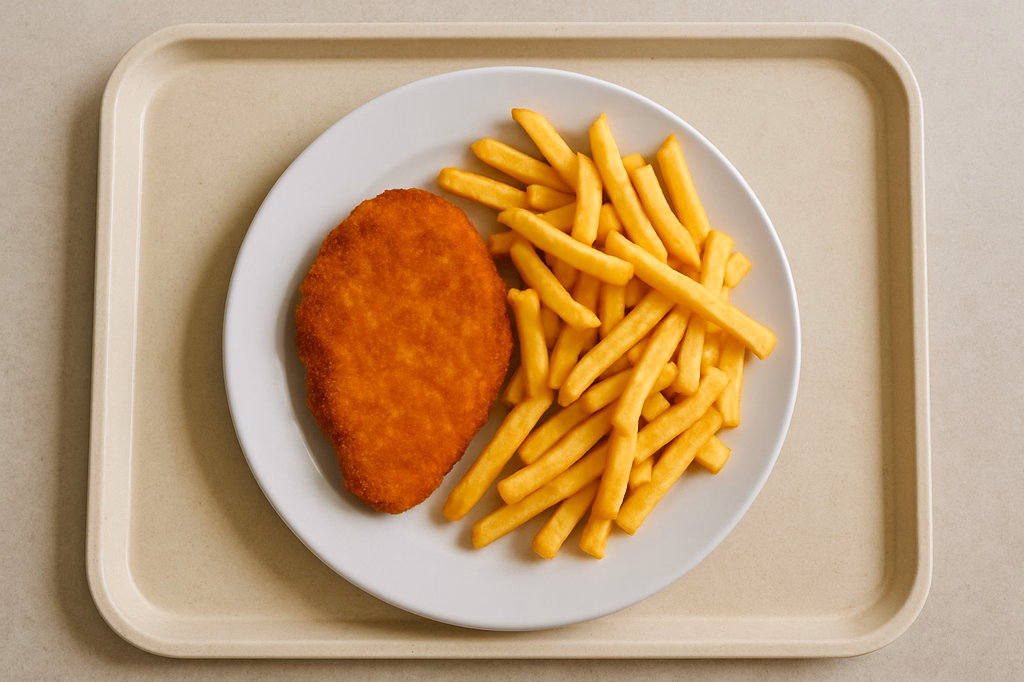 Putenschnitzel Super Crunch Pommes frites (AI Generated)