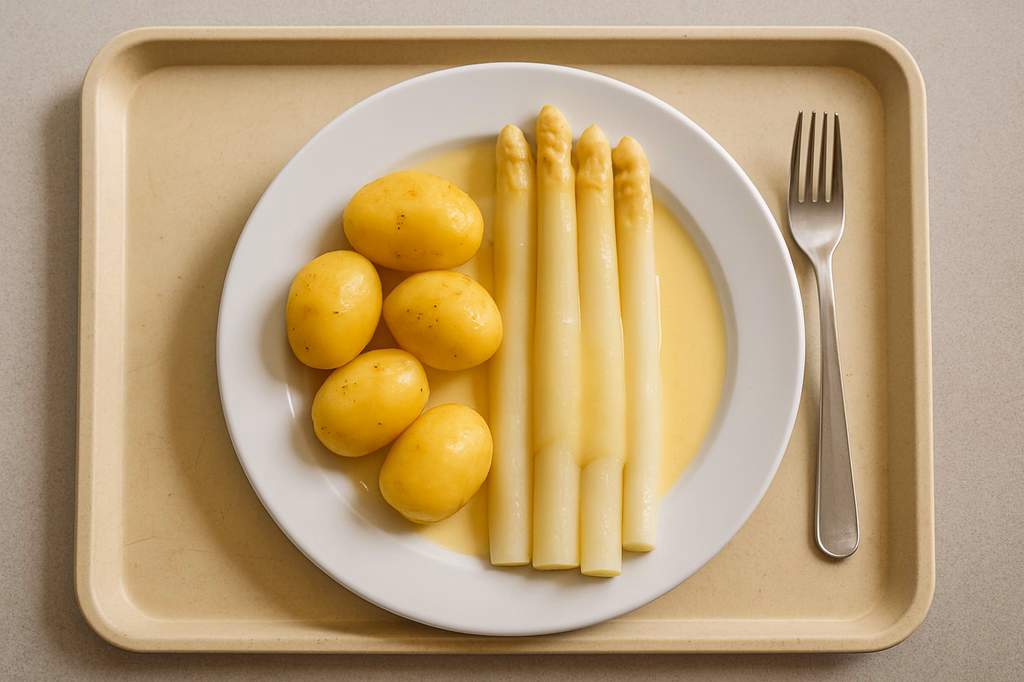 Frischer Spargel vom fränkischen Spargelbauer Salzkartoffeln (AI Generated)