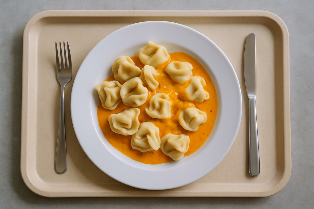 Tortelloni "Quinoa" mit Karottencremesoße (AI Generated)