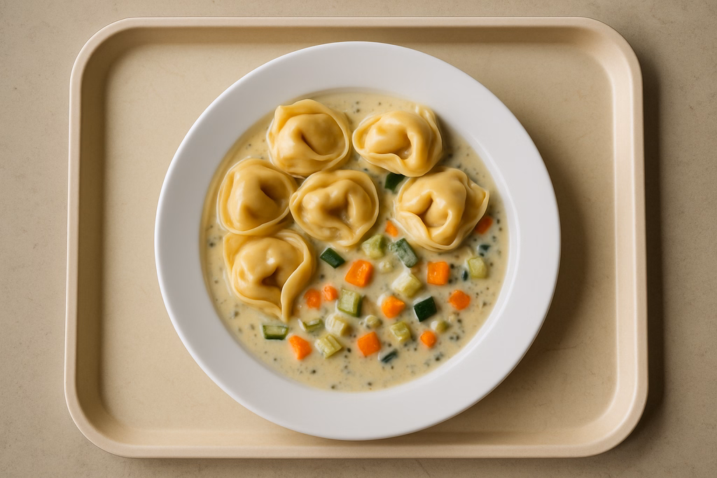 Tortelloni "Quinoa" mit Gemüsecremesoße (AI Generated)