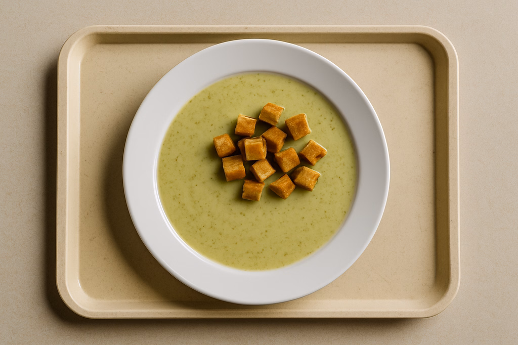 Brokkolicremesuppe mit gerösteten Croutons (AI Generated)