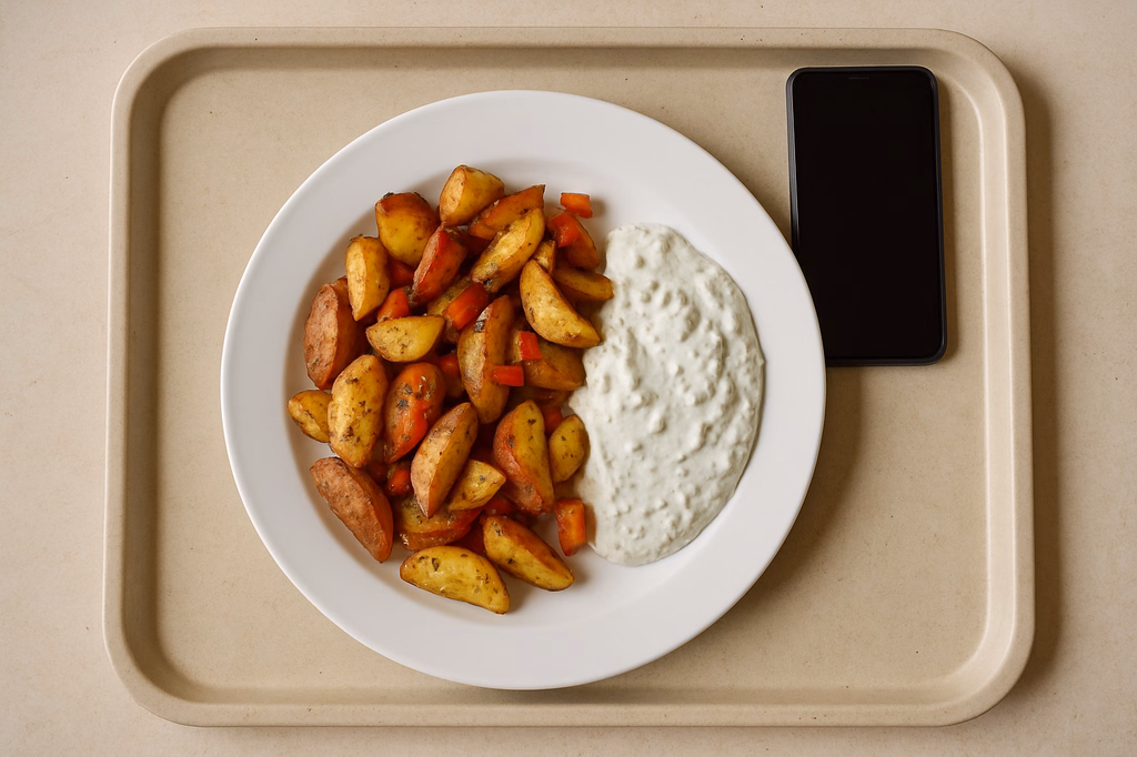 Mediterrane Ofenkartoffeln mit Kräuterquark (AI Generated)