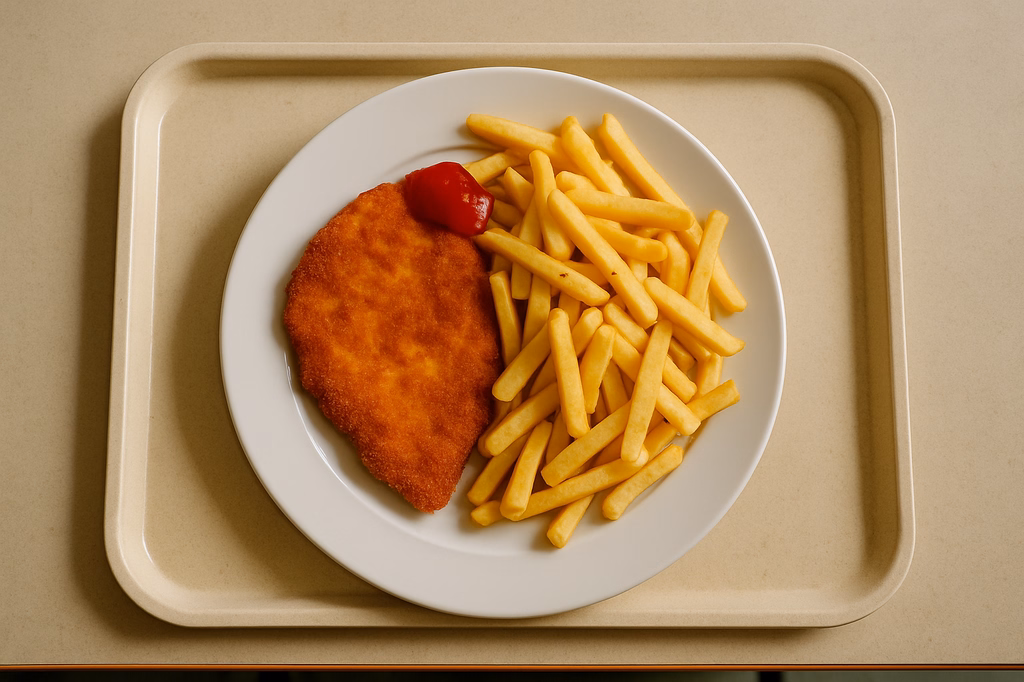 Paniertes Putenschnitzel mit Pommes frites (AI Generated)