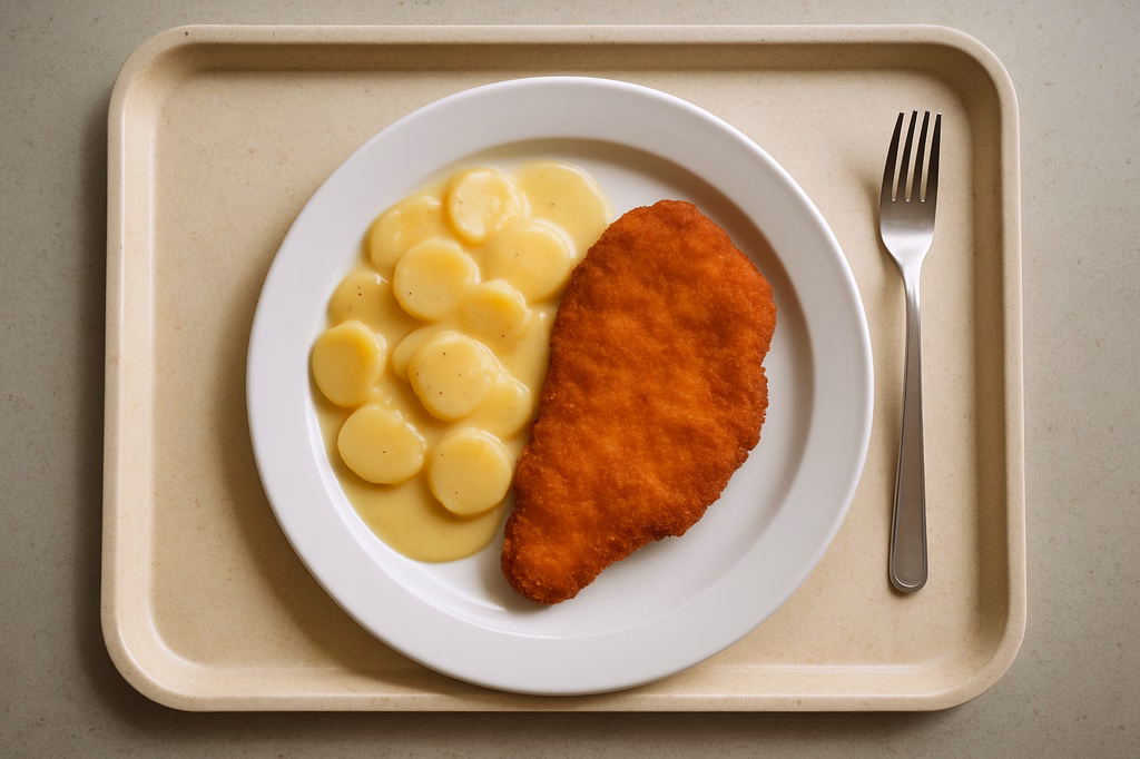 Hähnchenschnitzel "Wiener Art" mit Rahmkartoffeln (AI Generated)