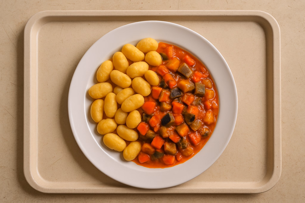 mensaVital: Vegane Gnocchi mit Ratatouille Gemüse (AI Generated)