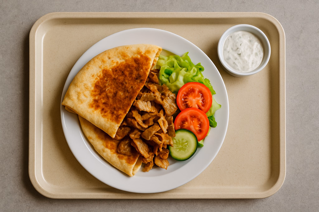 Lahmacun vom Drehspieß und Kräuterdip (AI Generated)