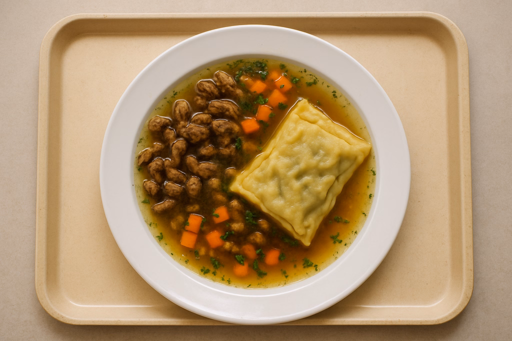 Schwäbische Hochzeitsuppe mit Leberspätzle & Maultaschen (AI Generated)
